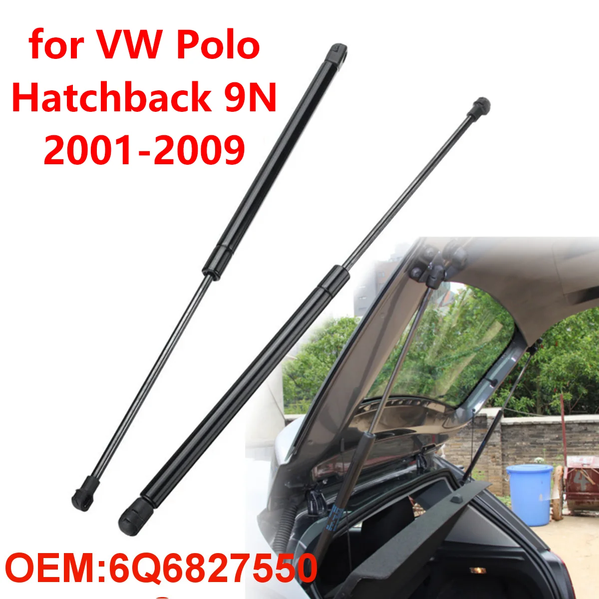 Amortisseurs à gaz pour coffre arrière de voiture, 2 pièces, tiges de Support de levage 6Q 6827550   Pour VW Polo Hatchback 9N 2001-2009