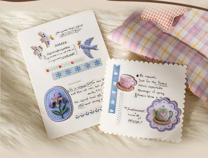 Journal GO 45 Stück Collage-Aufkleber Weiche Plüsch-Garten-Vintage-Katzen-Blumen-Kaffee-Etiketten Kreatives Scrapbooking-Landschaftsmaterial – Detail 10