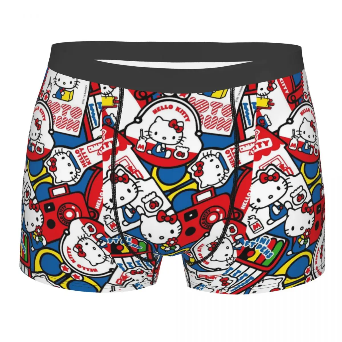 Ropa interior personalizada de Hello Kitty, calzoncillos tipo bóxer con estampado de dibujos animados para hombre, pantalones cortos, bragas, calzoncillos transpirables