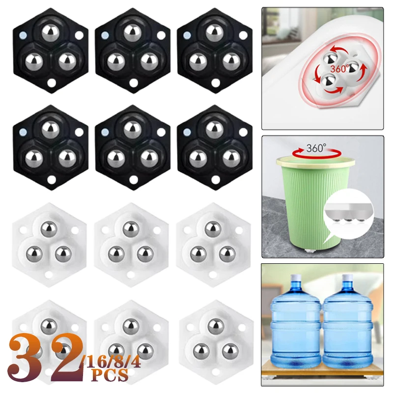 Rueda Universal sin perforación, rodamiento de bolas doble resistente al desgaste, polea silenciosa, accesorios para muebles del hogar, 4-32 Uds.