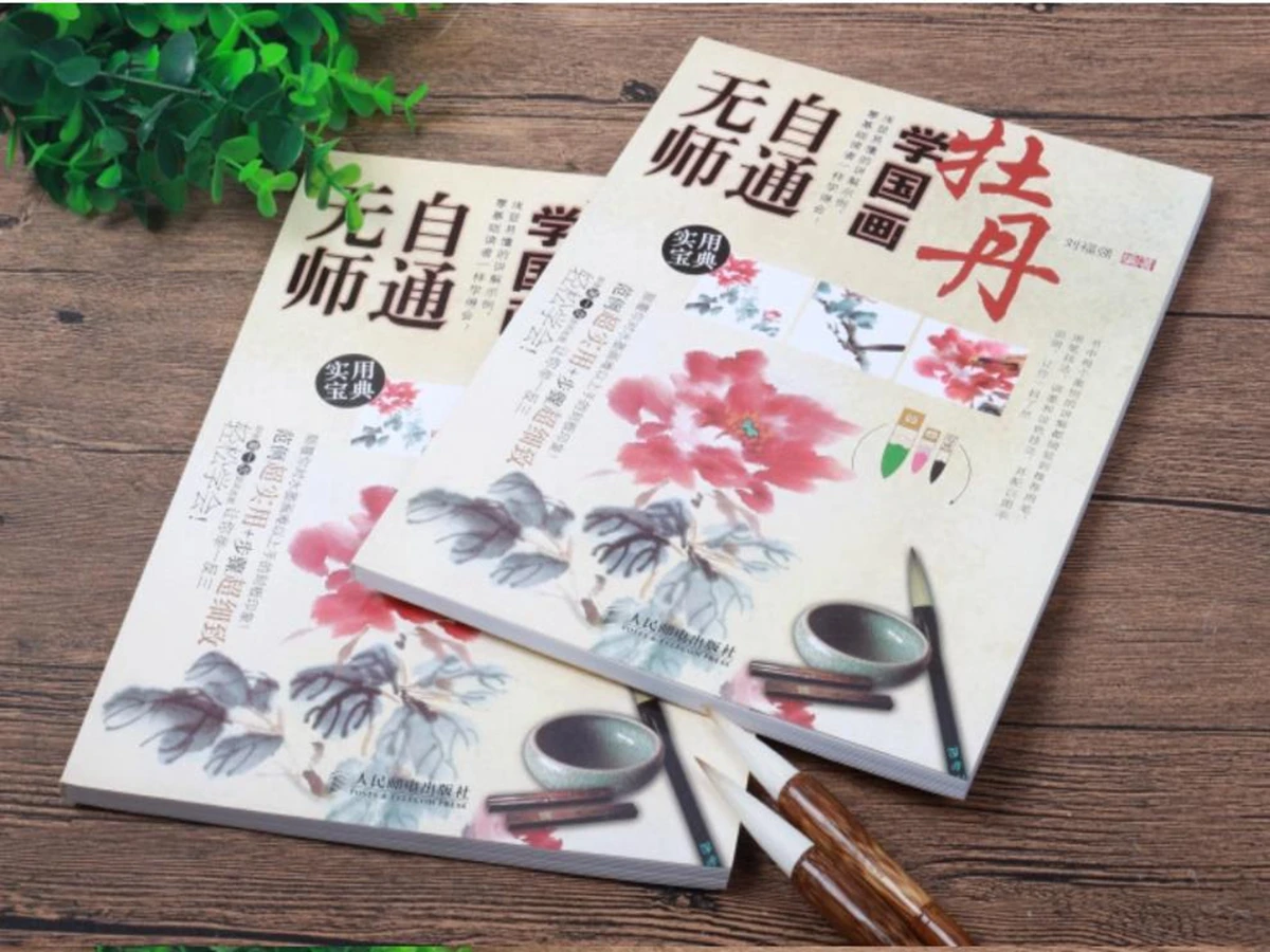 Self-Study Chinese Brush Ink Art Painting Sumi-e Technique Draw Peony Painting Book Tool