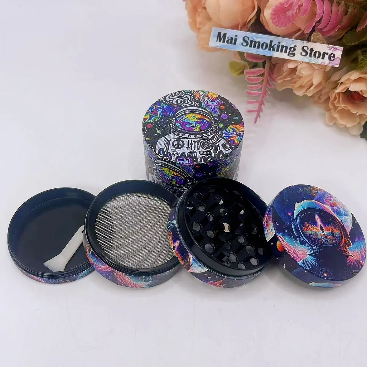 40/50/63mm Astronaut Herb Grinder 4-Layer Manual Spice Mill Salt Mortar  Grass Tobacco Grinder Cigarette Smoking Accessories