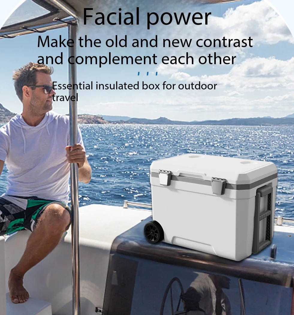 Insulated Cooler Box, 45L Large Capacity  Portable Car Ice Chest Bucket for Outdoor Camping, Offshore Fishing & Boating