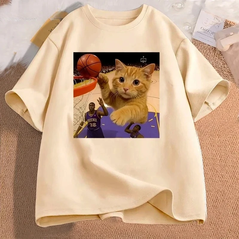Divertente Gatto Slam Dunk Basket Meme Maglietta Donna Casual Harajuku Maglietta a maniche corte Streetwear Magliette Abbigliamento Magliette grafiche