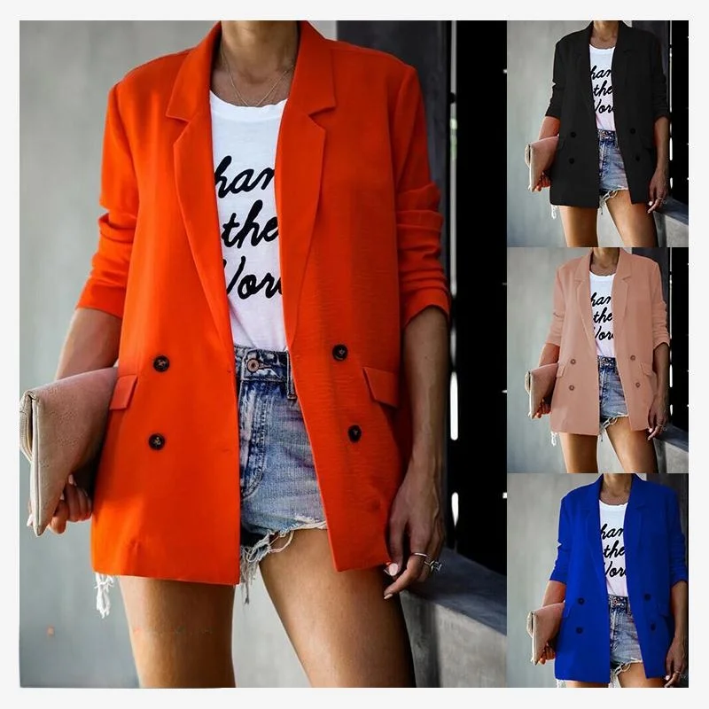 

Faionable Pure Color Long Sve Button up Women's Jaet Street Sle Slim Fit Polyester Fiber Autumn Winter Hot S New ...