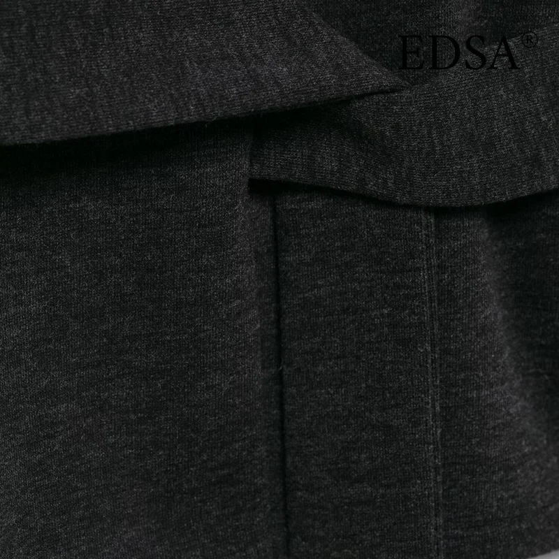 سترة نسائية ناعمة من EDSA مع حزام وأكمام طويلة للربيع والخريف وأكمام طويلة بغرز مفتوحة معطف نسائي ملابس خارجية #4