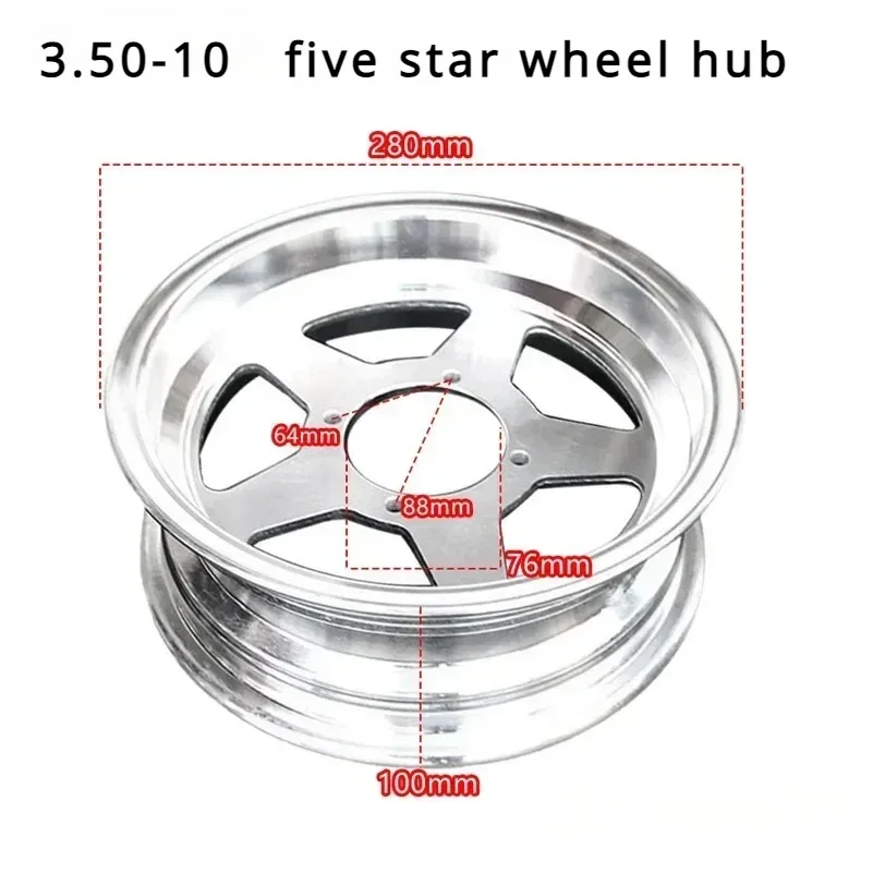 10 Inch 2.75-10 3.50-10 Aluminum Alloy Wheels Suitable for Monkey Bicycles, Motorcycles, Electric Tricycles, Motorcycle Parts