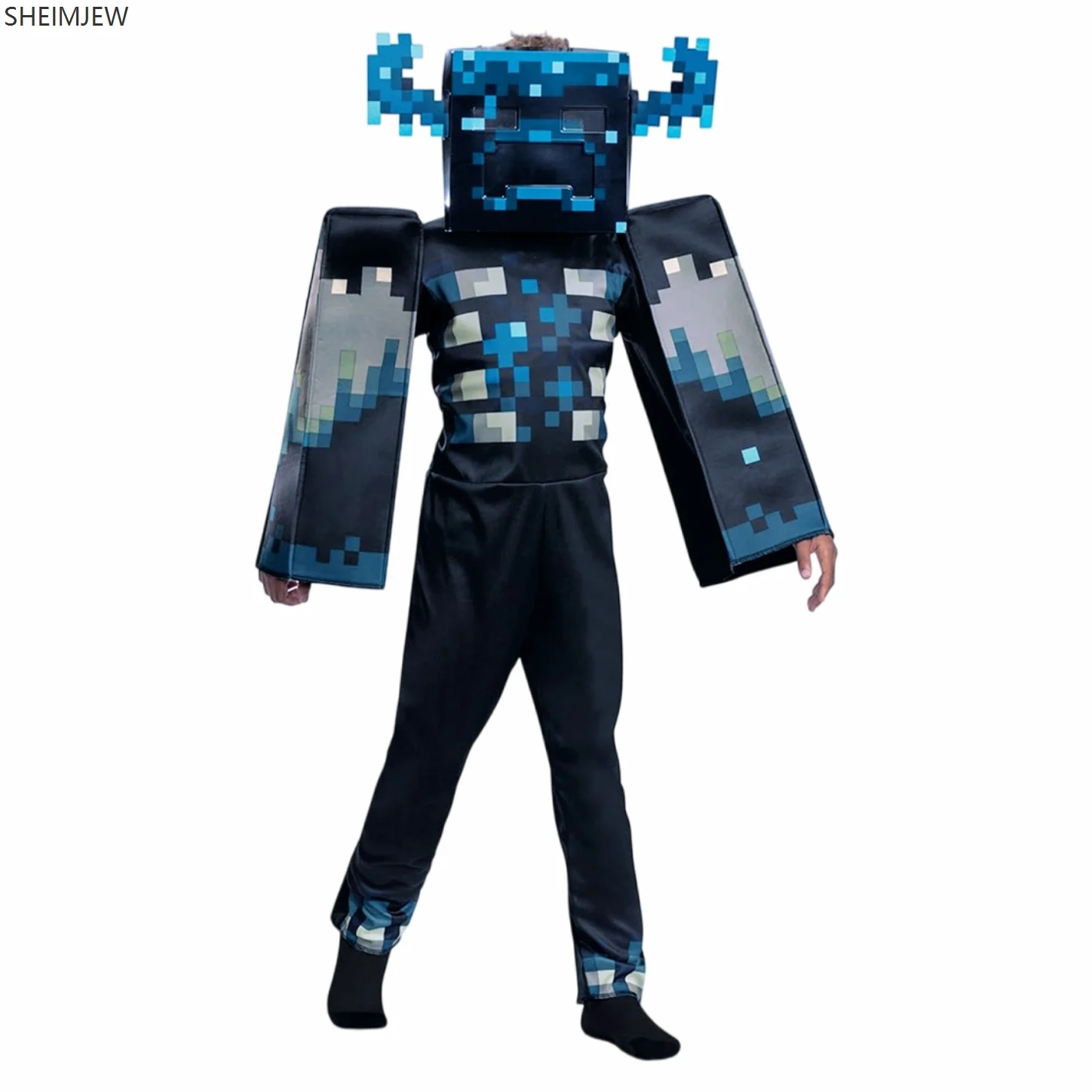

Halloween My World Mc Game Dress Up Carnival Children Cosplay Sound Guard Headgear Jumpsuit Boys Girls Performance Costume 2025