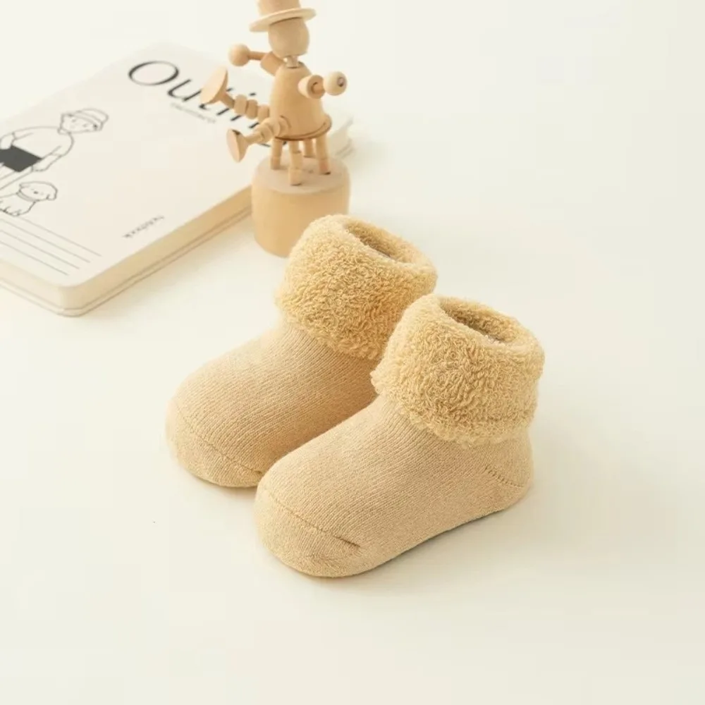 

Fashion 0-3Year Kids Woolen Socks Looped Winter Thick Warm Toddler Baby Socks Velvet Lining Newborn Footwear Snow Floor Socks
