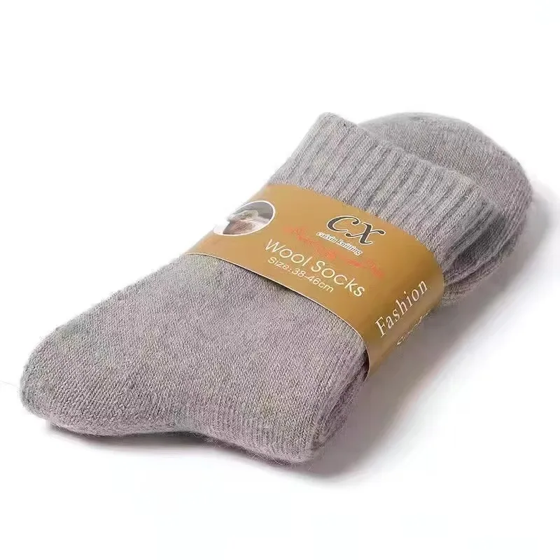 New Winter Super Thicker Warm Socks Wool Male Men Women Solid Merino Wool Socks Against Cold Snow Terry Socks