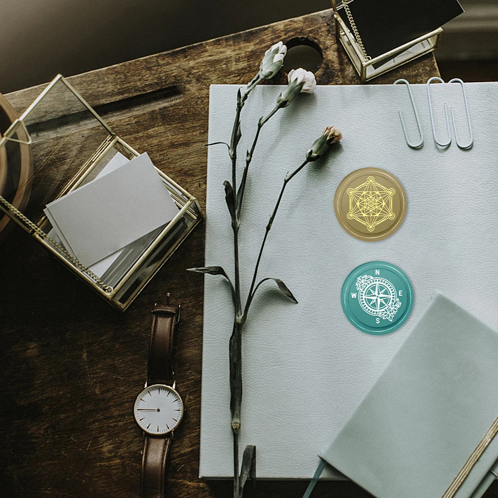 ختم الطوابع مع رئيس النحاس للمظاريف ، سلسلة البوصلة ، تاي تشي ، نمط الورد ، بودا ، لوتس ، تزيين #4