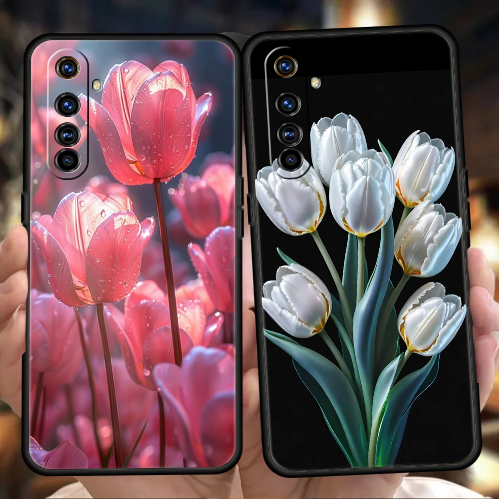 Tulip Phone Case For Oppo A3S A15 A17 A31 A95 Find X5 X6 Pro A54 A53 A52 Reno 6 7 8 SE Z Pro 5G Silicone Cover Fundas Capas Bags