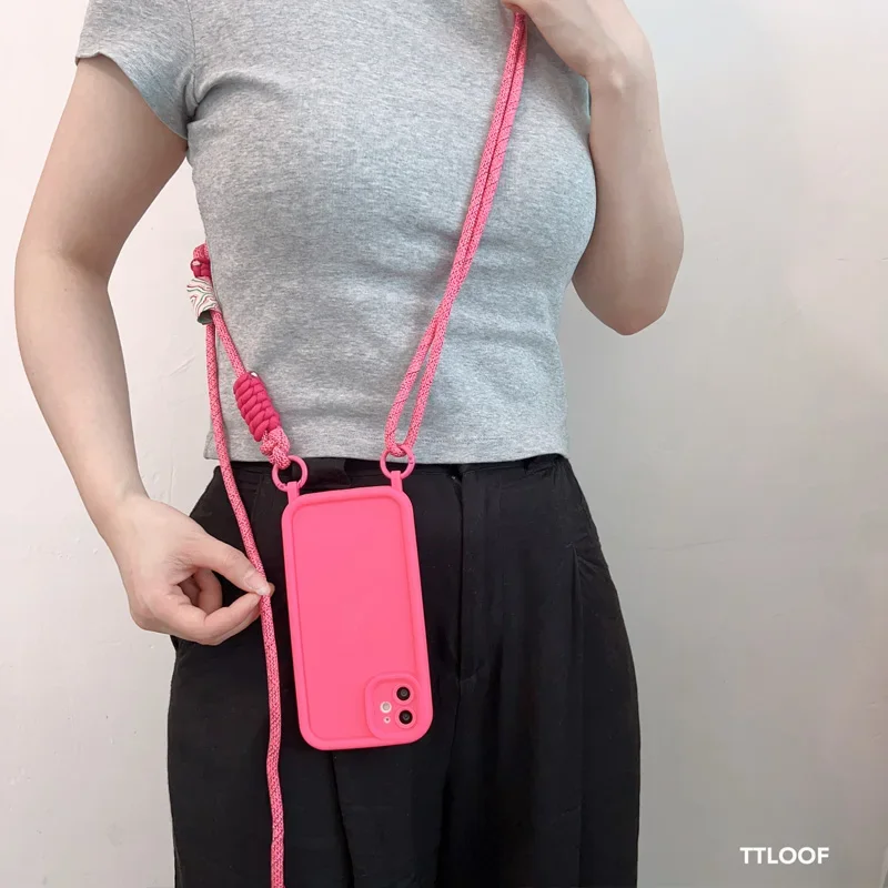 Crossbody Necklace Adjustable Lanyard Phone Case for iphone 15 16 14 13 11 12 Pro Max MiNi XR X XS 7 8 plus SE 2020 Soft Cover