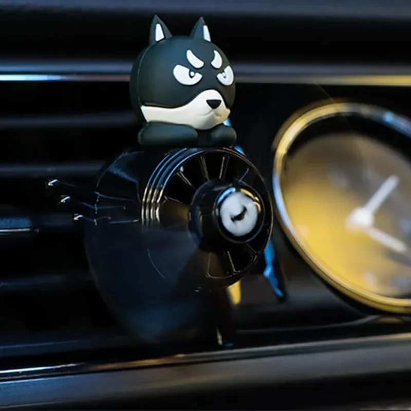 Car Air Freshener Aromatherapy Pilot Rotating Propeller Air Outlet Fragrance Flavor Cat Dog Duck Husky Pilot Auto Decoration