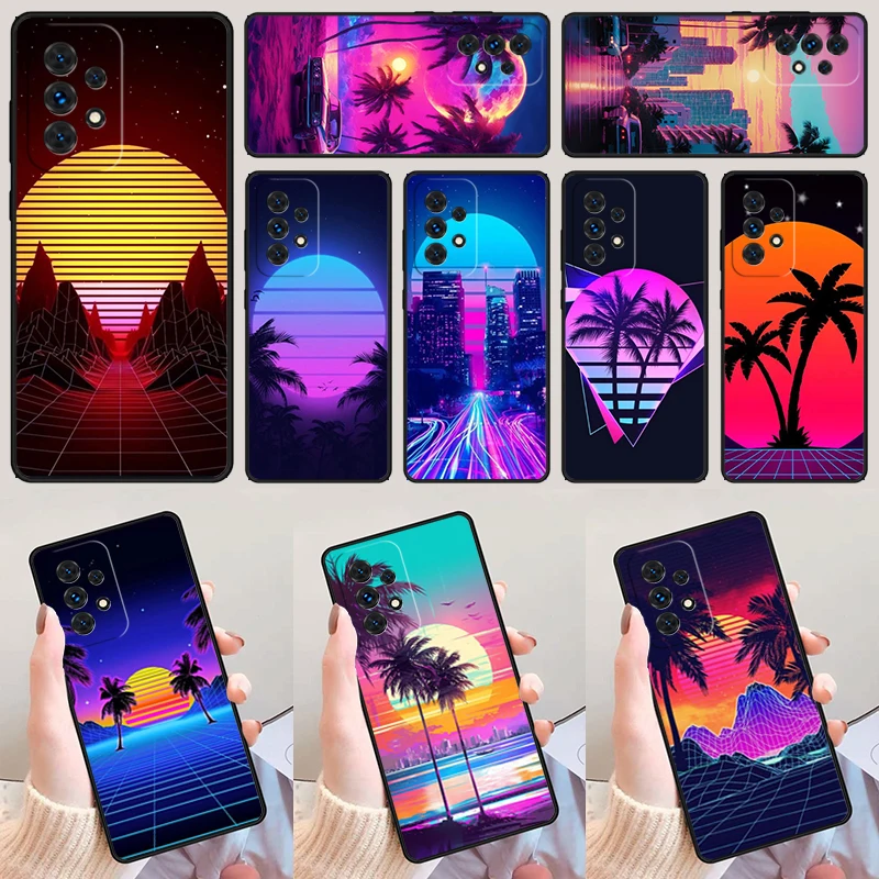 Synthwave Retro 80s Neon For Samsung A52 A72 A73 A20e A21S A50 A70 A11 A12 A42 A31 A40 A51 A71 A32 A80 A91 Phone Case Cover