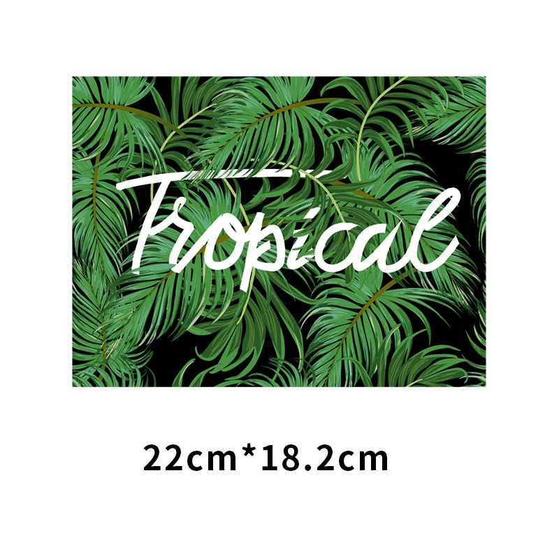 Summer Style Flamingo Heat Transfer Floral Iron on Patches for T-shirts 3D Vinyl Thermo Stickers Washable Clothes DIY Appliques