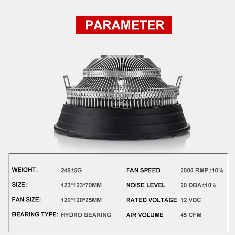 Kipas Casing PC 1800RPM Senyap Lampu LED RGB Radiator Laptop Pendingin CPU Kipas Tenang