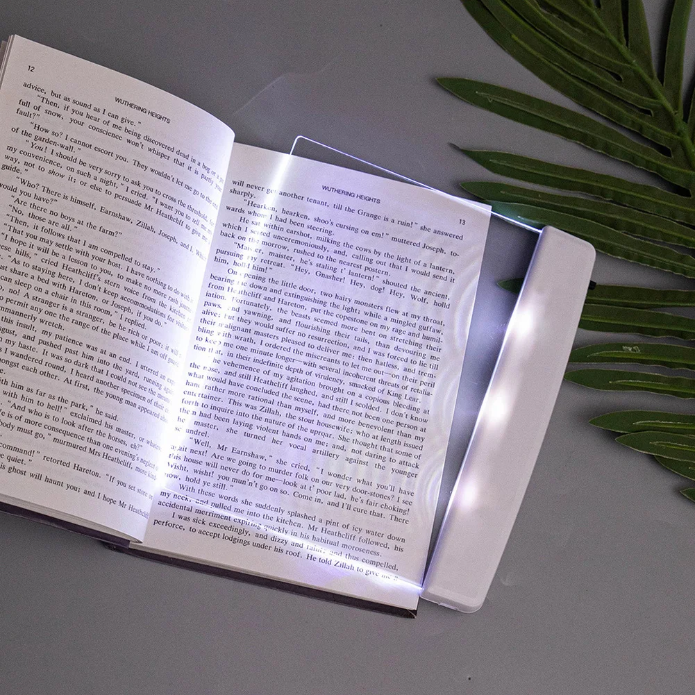 Lampe de livre plate à LED pour la lecture au lit la nuit, lumière de livre à LED transparente, panneau lumineux, plaque lumineuse, carte de lampe sans fil, page complète