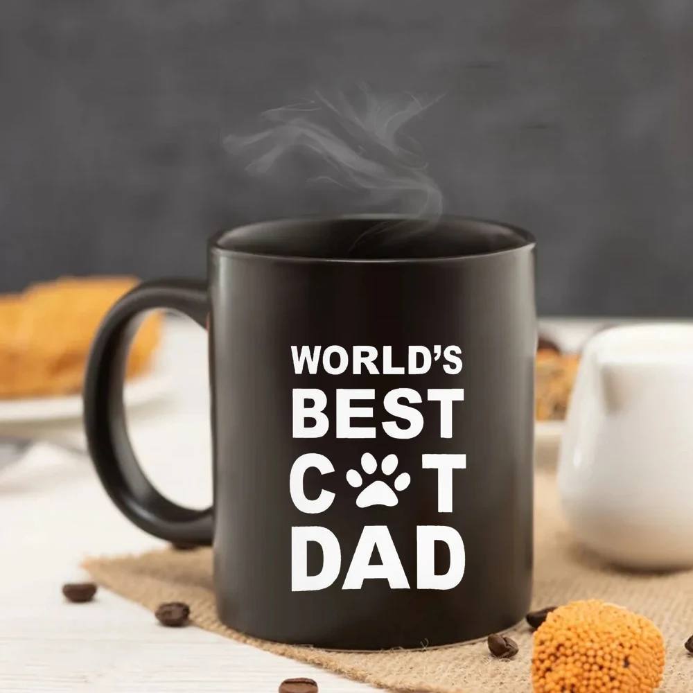 

world best cat dad Mug 11oz Black Ceramic funny Home Tea Cup cat lover boy friends husband gift coffee mug