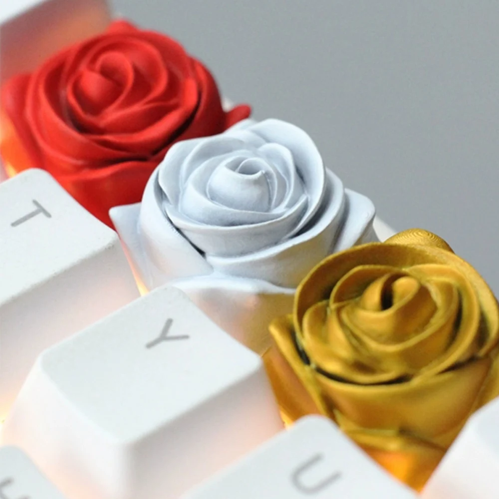 Imagem -03 - Rose Resina Keycaps para Cross Switch Teclado Gaming Mecânico Handmade Keycaps Personalizados Função Zona Esc f 3d