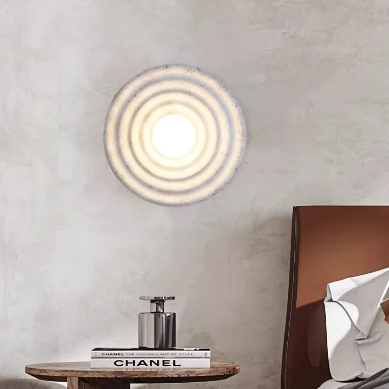 Japanese Vintage Circle Wall Lamps Corridor Aisle Living Room LED Sconces Bedroom Bedside Creative Retro Decoration Wall Lights