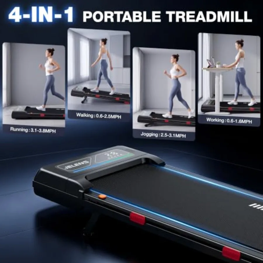 Walking Pad Treadmill for home use, aluminum alloy frame, black, 15 auto incline, 4-in-1 under desk design with APP control and