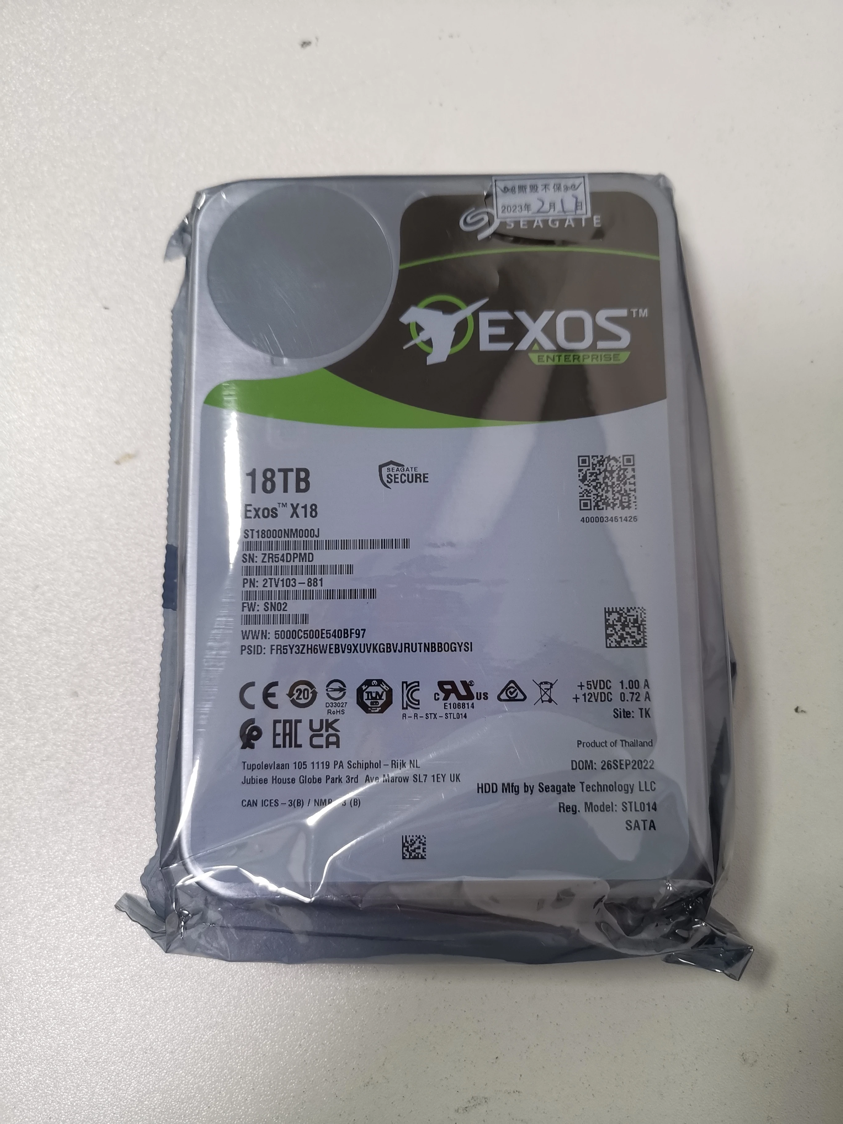 Nieuwe 18Tb Hdd Exos X18 ST18000NM000J 16Tb 14Tb 7200 Rpm Sata 6 Gb/s 256Mb Cache 3.5-Inch 18T Enterprise Server Pc Harde Schijf