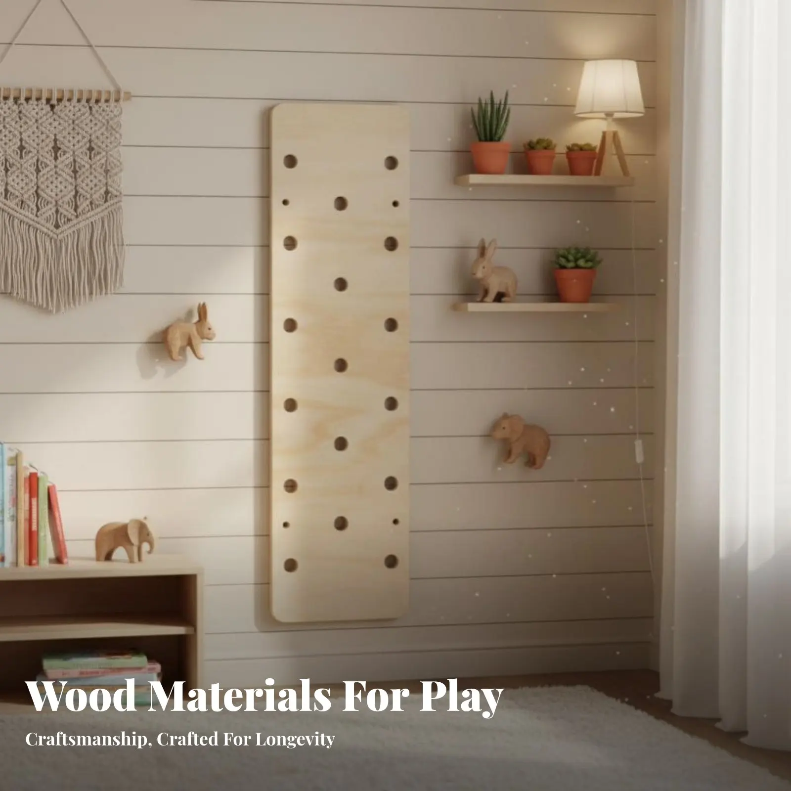 

Climbing Pegboard AccuratelyDrilled Holes Wall-Mounted Fingerboard Even and Safe Borders Space-Saving for Playroom, Gym, Bedroom