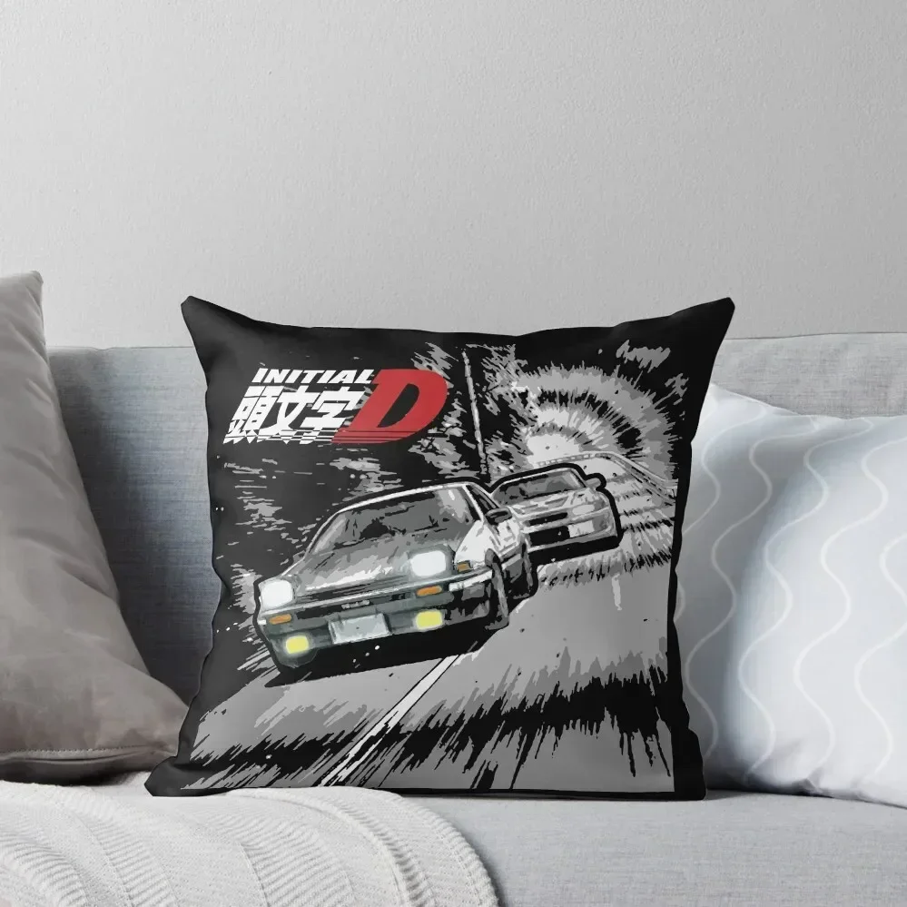 Initial D - Mountain Drift Racing Tandem AE86 vs EVO 6 Throw Pillow anime girl Pillow Cover pillow