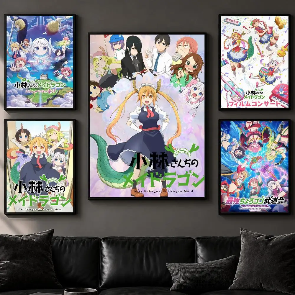 Anime M-Miss Kobayashi's Dragon MaidS Poster Art  Self-Adhesive No Glue Residue Wall Decor for Bedroom Living Room
