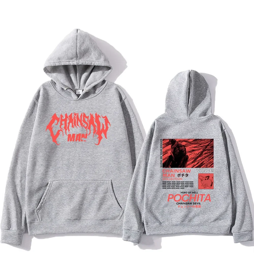 Men\'s popular chainsaw hooded sweatshirt printed hoodie long sleeved new top cartoon print Gothic streetwear 2024