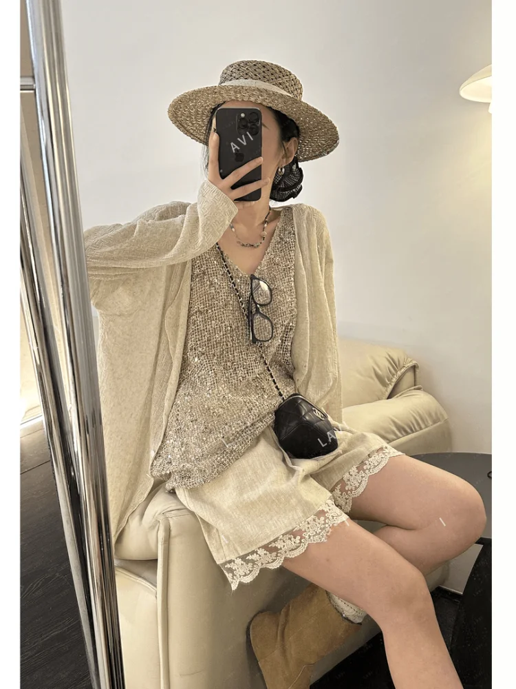 

Spring 2026 Women's Loose Knitted Cardigan Faionable Unique ular Item Summer 2025 UV Protection Long Sve Casual Top