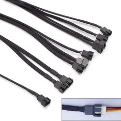 NEW PWM Fan Splitter 3pin 4pin Adapter Cable Computer CPU Fan Splitter PC Fan Extension Power Cable 1 to 1/2/3/4 ways Cord black