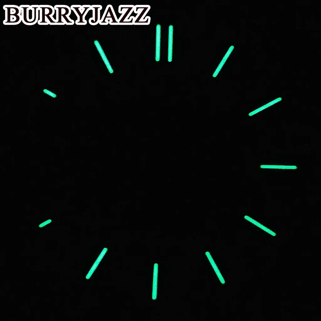 BURRYJAZZ 28.5mm No Logo NH38 White Black Green Blue Dial Green Luminous Dial