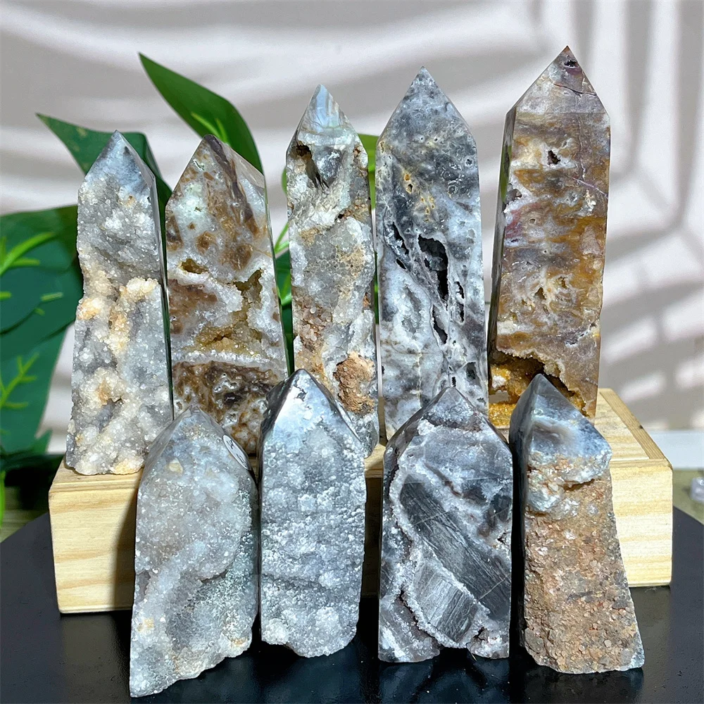 Druzy Sphalerite Stone Quartz Wand Tower Point Crystal Natural  Minerals Energy Feng Shui Healing Living Spiritual  Reiki Home