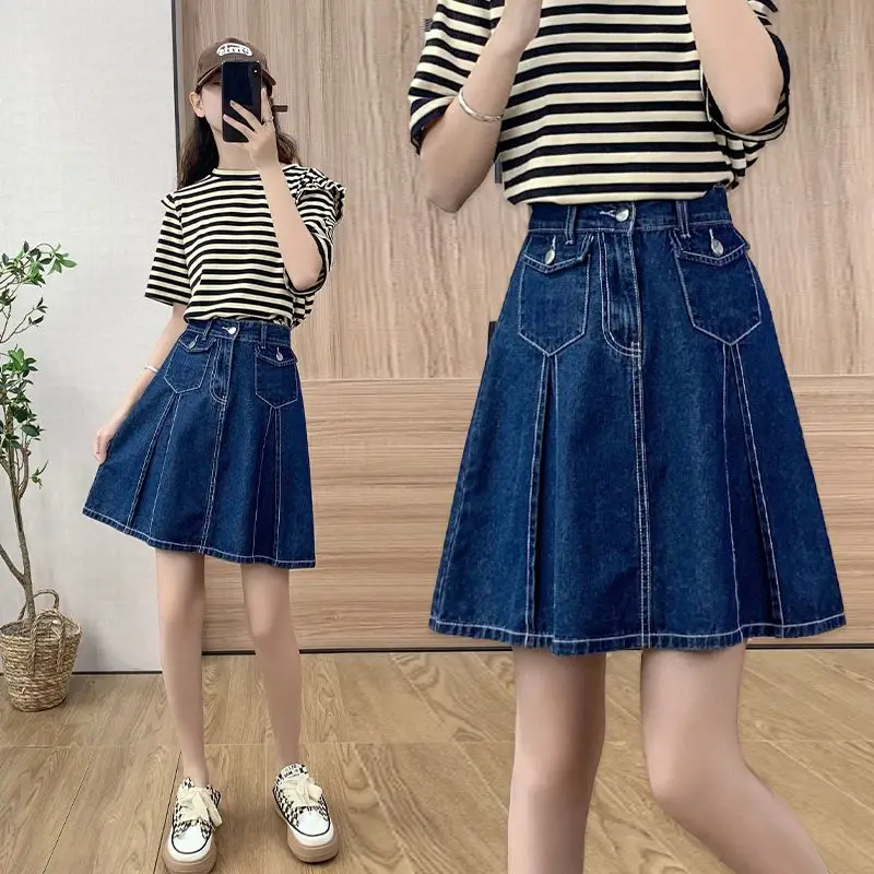 

High Waist Women's Elegant A-line Skirt Temperament Casual Comfortable Simple Design Vintage Streetwear Clothing New