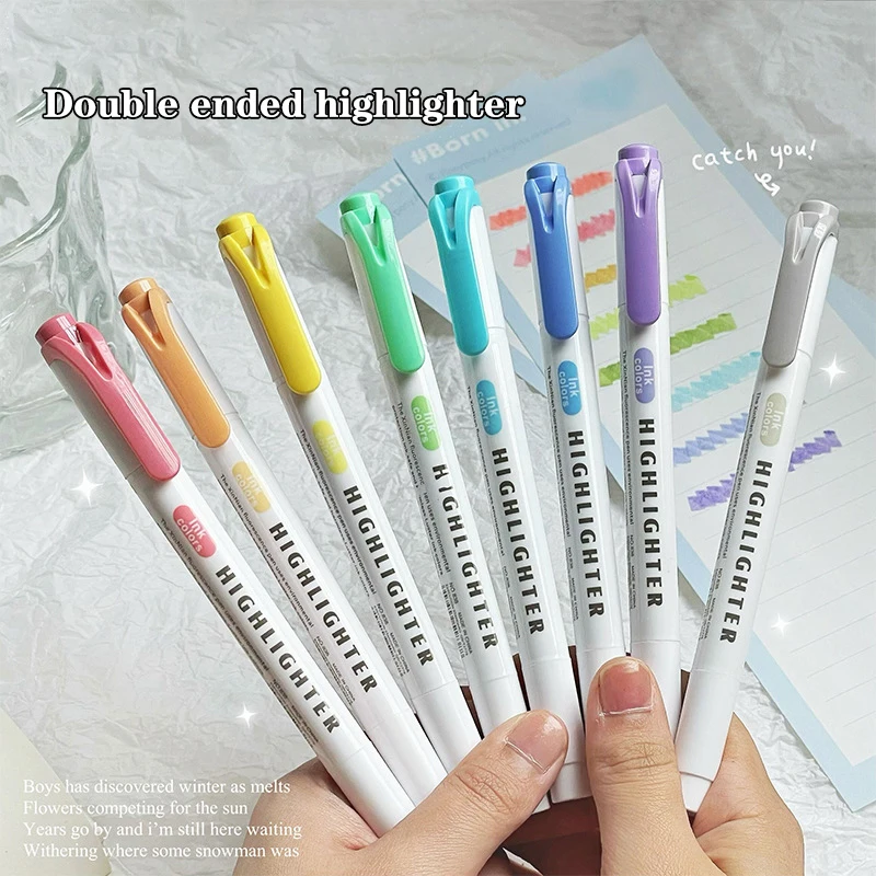 

5 Colors/box Pastel Highlighter Pen Set Drawing Student Stationery Fluorescent Pen Colorful Double Headed Colored Markers Pens