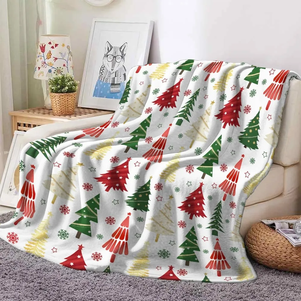 Christmas Blanket Snowflake Gnome Santa Claus Xmas Tree Throw Blanket for Couch Lightweight Soft and Warm for Sofa Bed