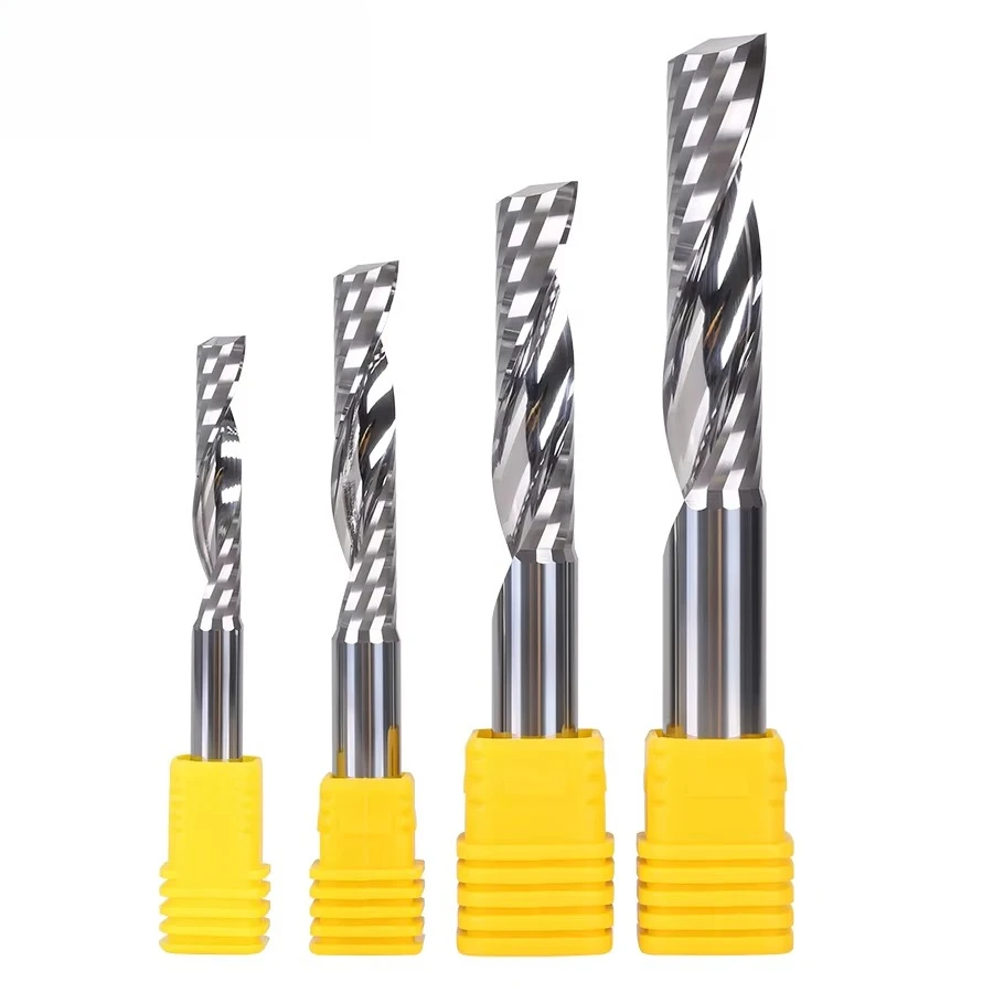 10pcs 2A Solid Carbide 1 Flute Upcut Spiral End Mill CNC Router Bit Milling Tools Cutter Cnc Router Bits for Wood