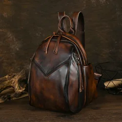 New Original Design Women Backpack Genuine Leather Anti-Theft Bagpack Waterproof Female Handbag Student Schoolbag Mochila 2025