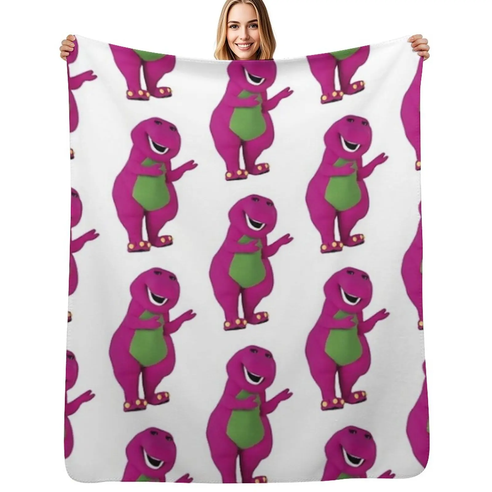

Barney The Dinosaur Throw Blanket Compact Warm Blanket for Car Road Trip