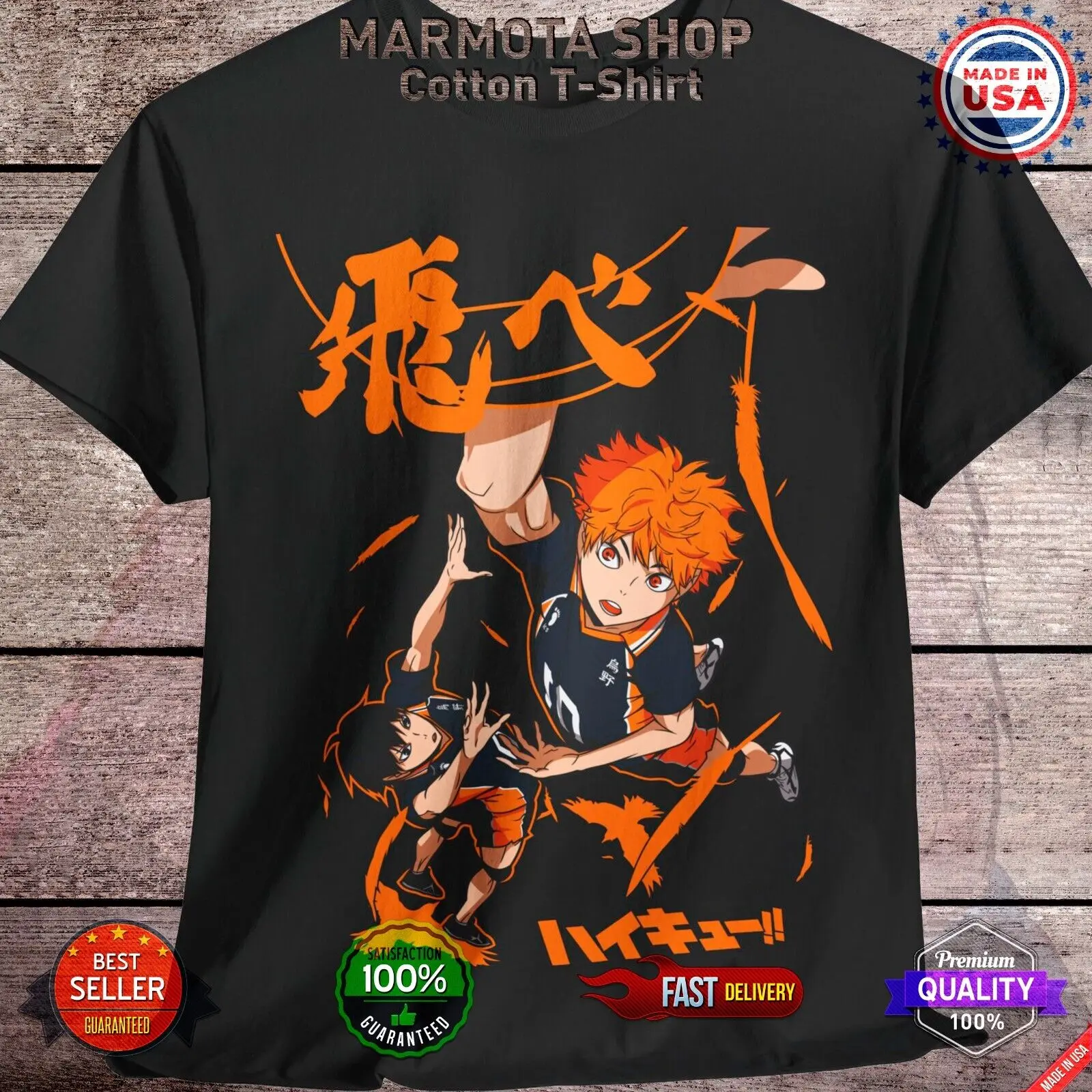 Hinata Shoyo Haikyuu Tobio Kageyama Shirt Anime Japanese Tee T-Shirt Volleyball