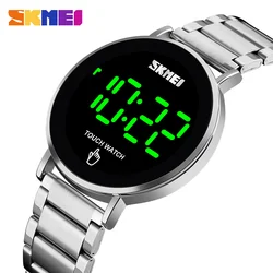 Skmei 1550 스테인리스강 스트랩, Montre Homme 패션 남성 디지털 시계, 남성 터치 스크린, LED 조명 디스플레이, 3bar 방수