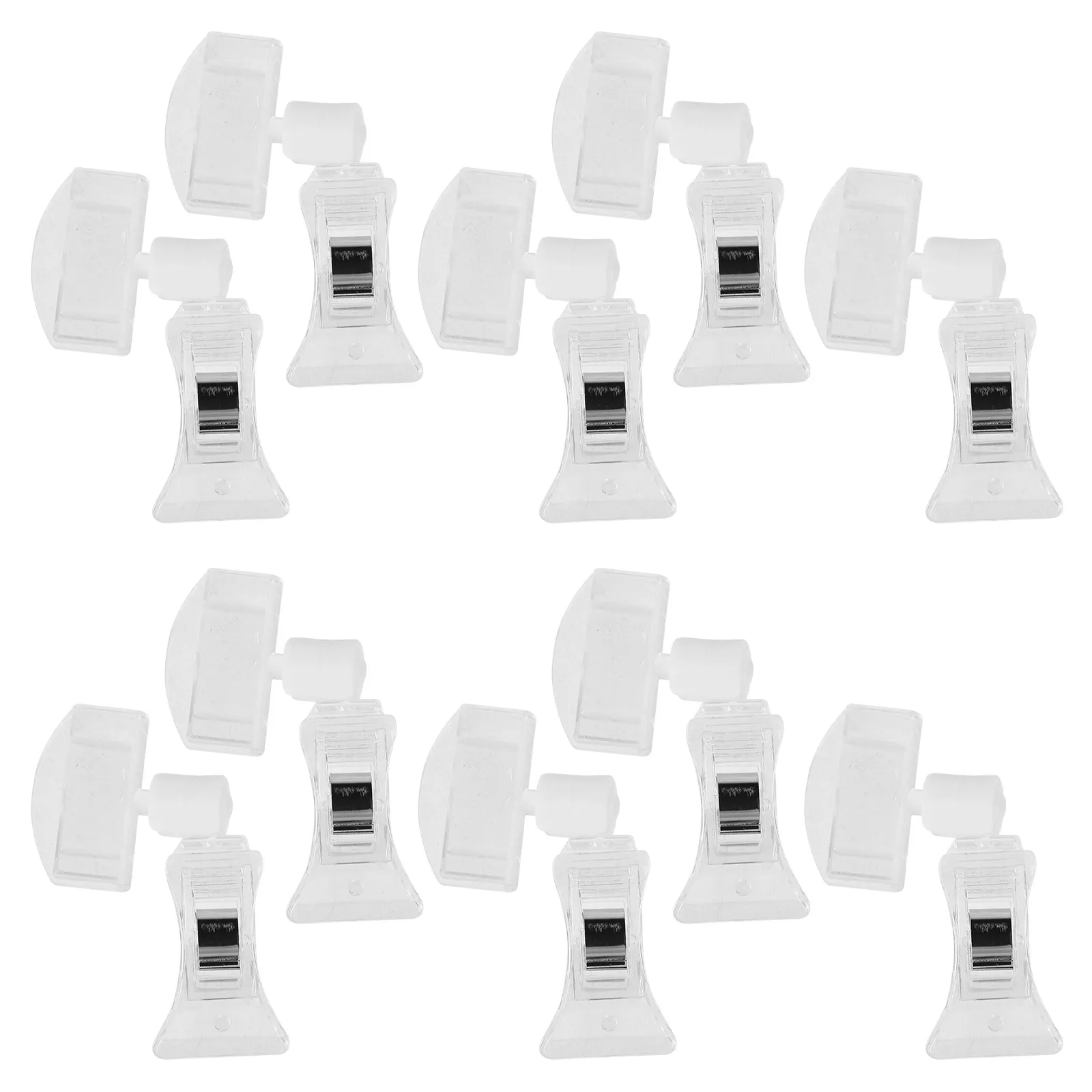 10Pcs Multi-Use Rotatable Sign Holder Clips Clear Plastic Merchandise Display Clips for Retail Stores Supermarkets Advertising