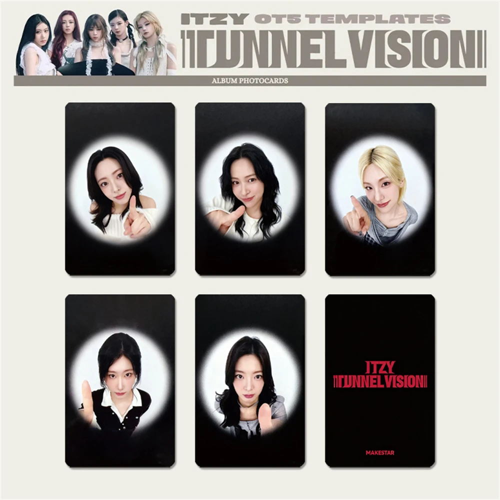 5 قطعة بطاقات الصور KPOP ITZY عضو TUNNEL VISION ألبوم LOMO بطاقات Yeji Lia Ryujin Yuna Chaeryeong بطاقات بريدية على الوجهين جمع المشجعين