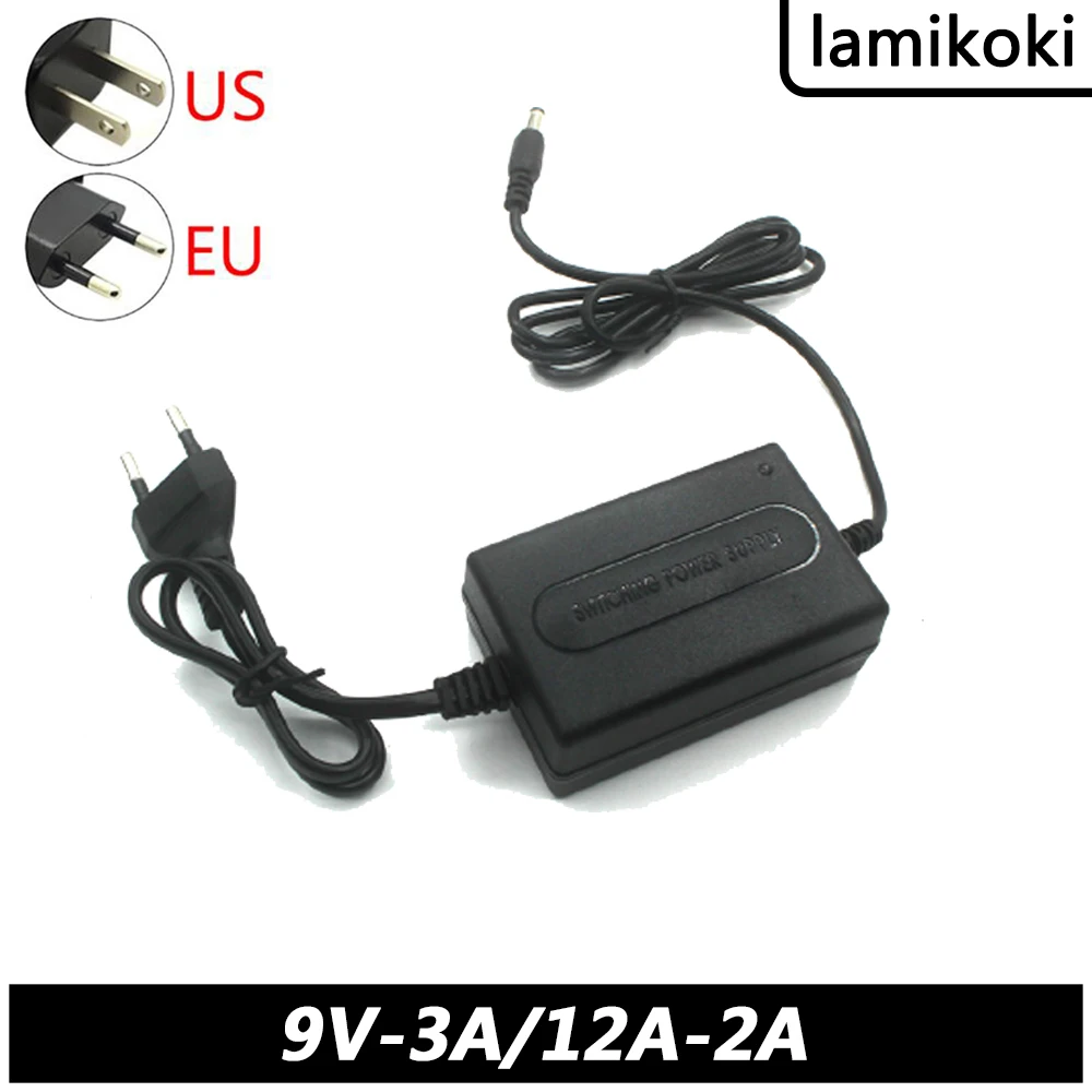 Адаптер питания переменного/постоянного тока, линия трансформатора переменного тока 220 В постоянного тока 9 В, 3 А, 12 В, 2 А, внутри, положительный, снаружи, отрицательный