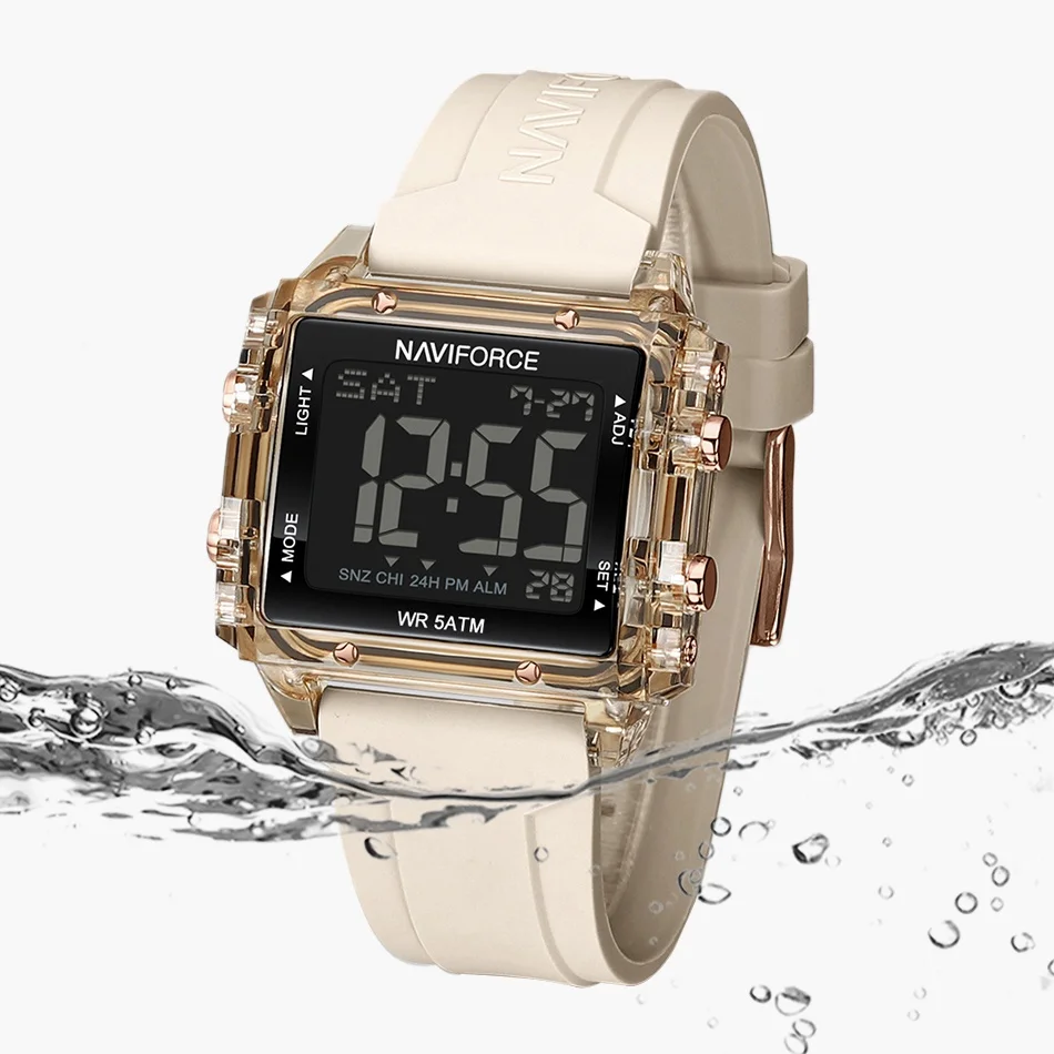 

NAVIFORCE оригинальные электронные женские часы модные спортивные ЖК-цифровые наручные часы женские водонепроницаемые силиконовые ремешки повседневные часы
