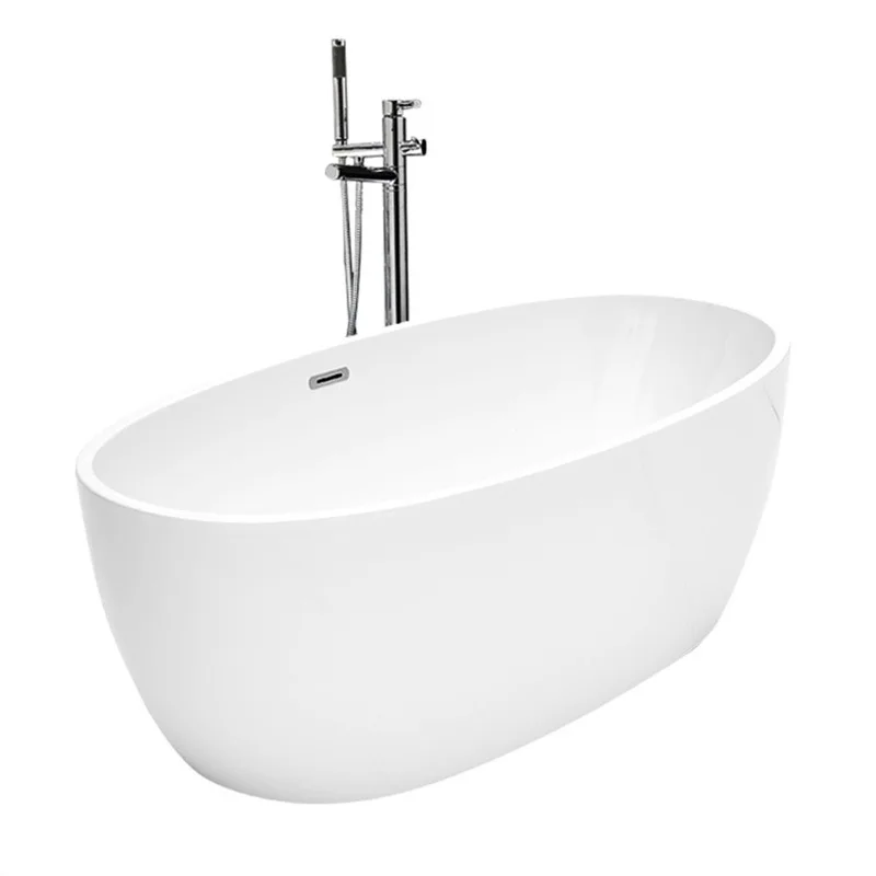 

Freestanding bathtub household adult bath bathtub acrylic integrated seamless oval thin edge large bathtub