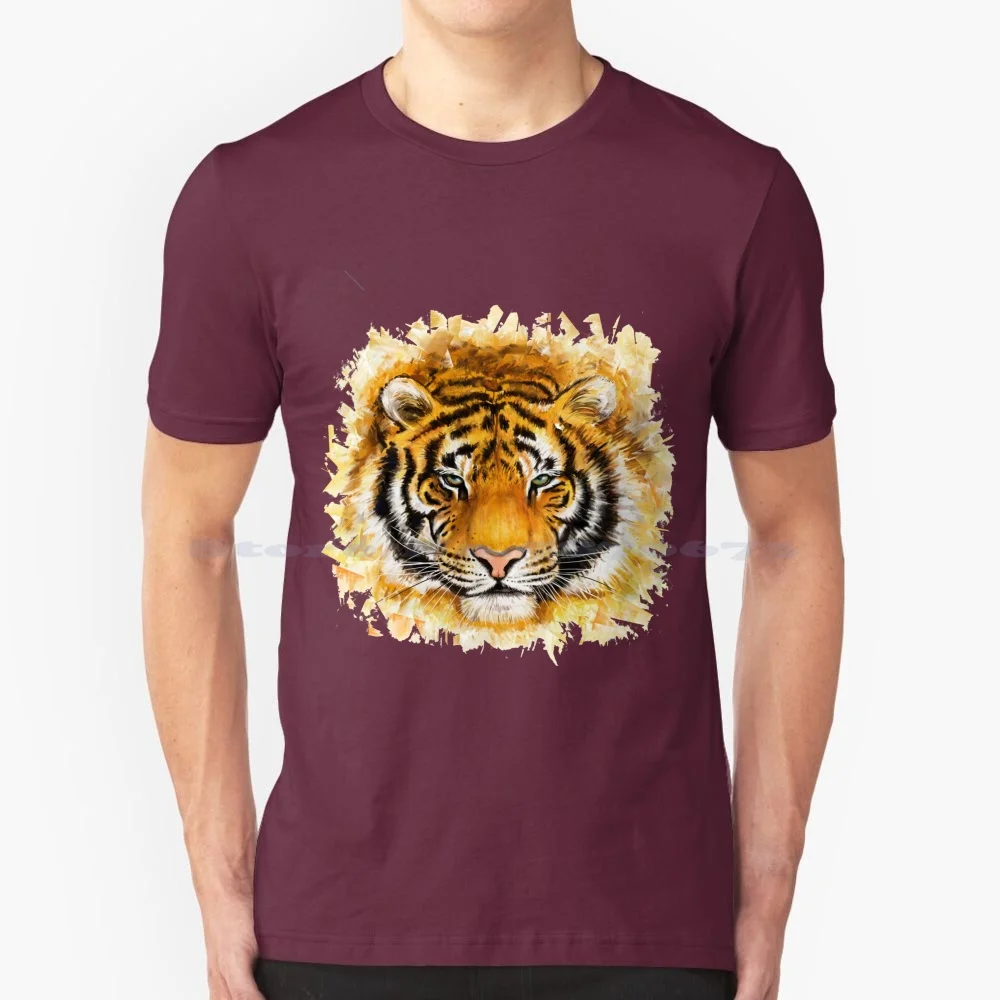 Tiger Logo T Shirt 100% Cotton Tee Sports Tigers Tiger Lily Logo Watks White Tiger Nature Pretty Animals Flowers Retro Cute Pga