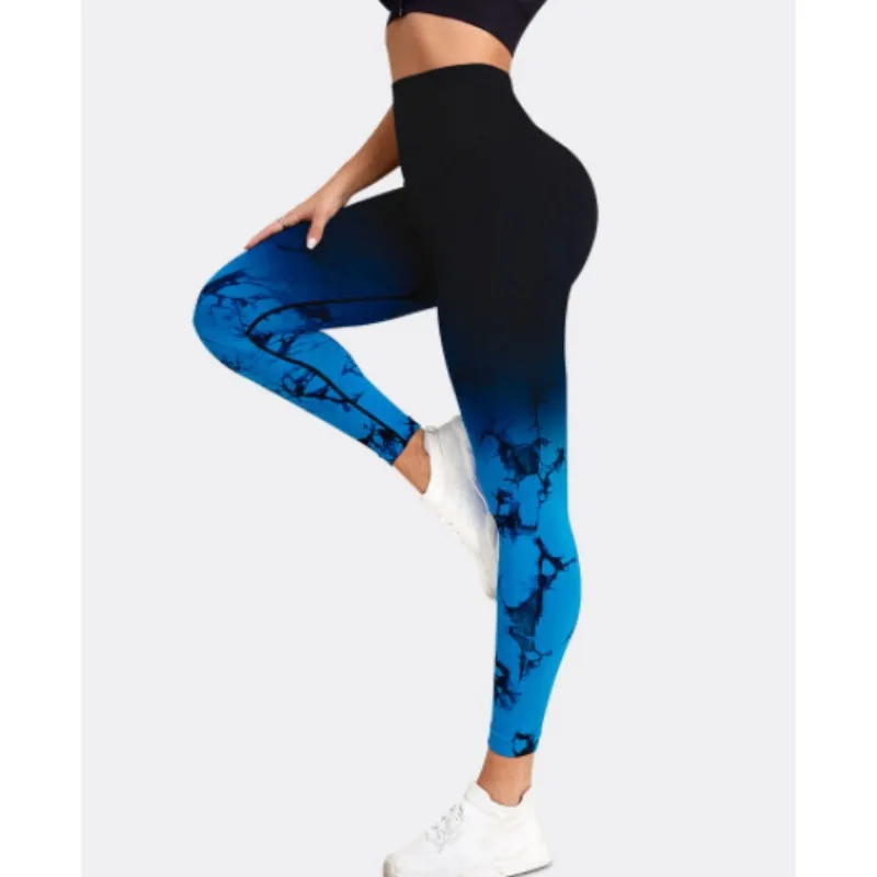 Leggings senza cuciture pantaloni da Yoga donna Push Up sport Fitness Joggings gradiente vita alta allenamento in palestra Scrunch Butt Leggings da